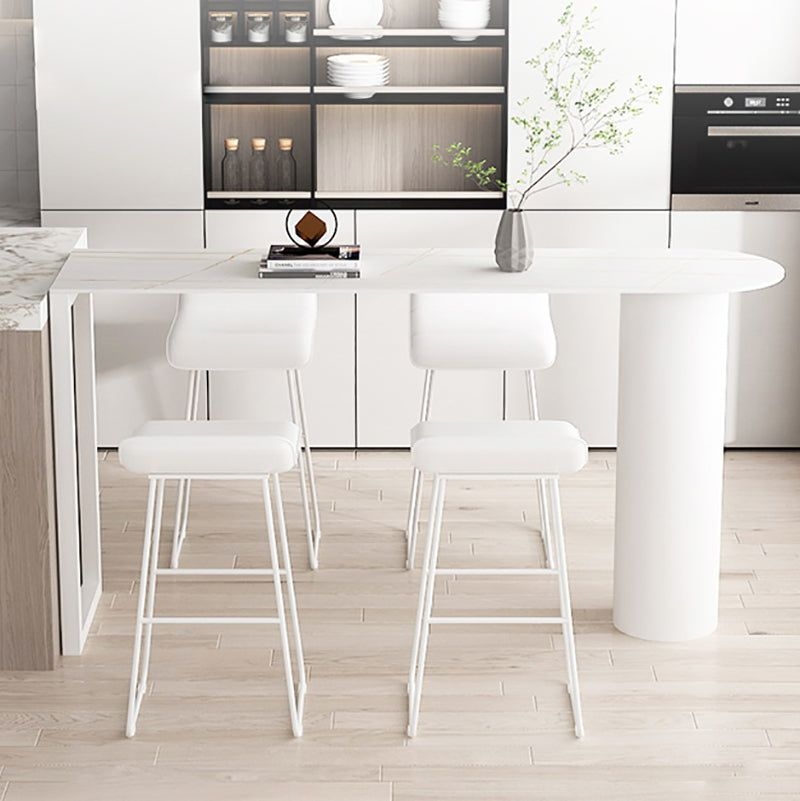 Indoor Stone Bar Height Cocktail Table Modern Double Pedestal Counter Wine Table - 70.9L x 19.7W x 41.3H / Grey / Without Chairs