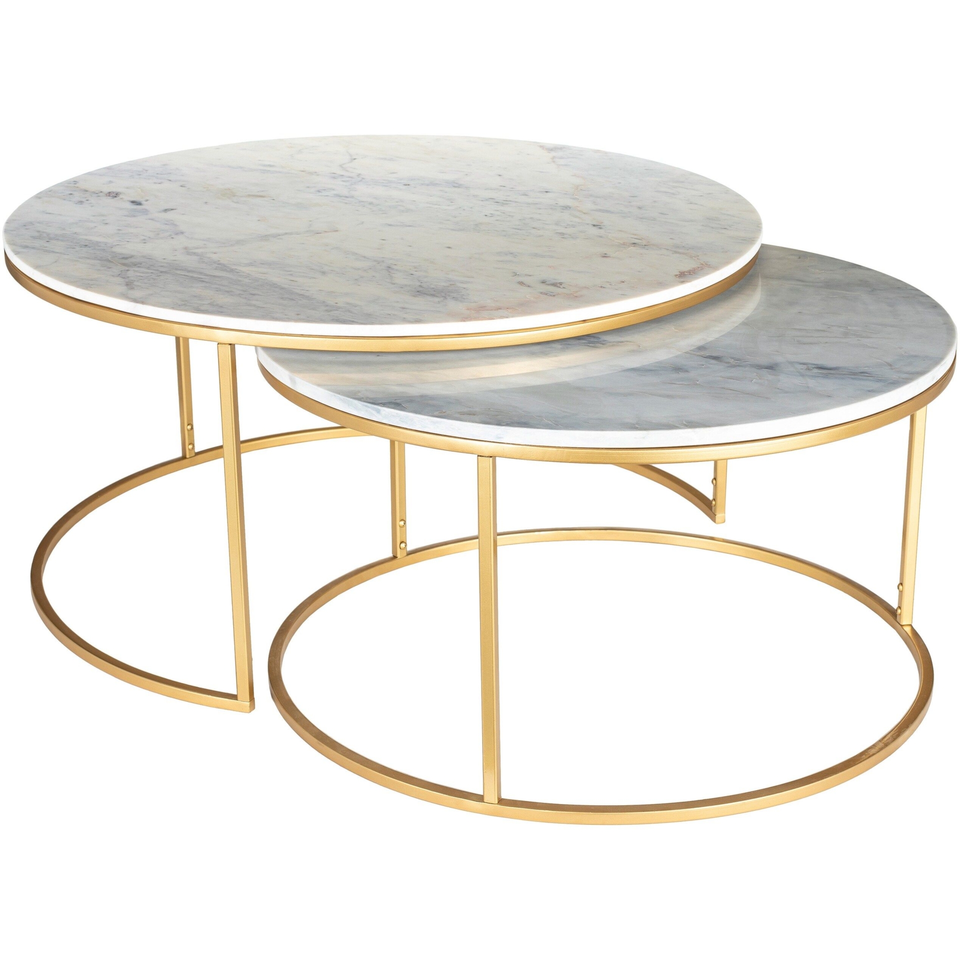 Justin Round Genuine Marble Nesting Coffee Tables (Set of 2)