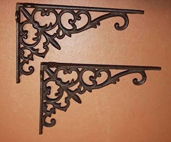 Large Cast Iron Shelving Brackets Decorative 9 3/8 inch, B-26 Free 2 Day Shipping