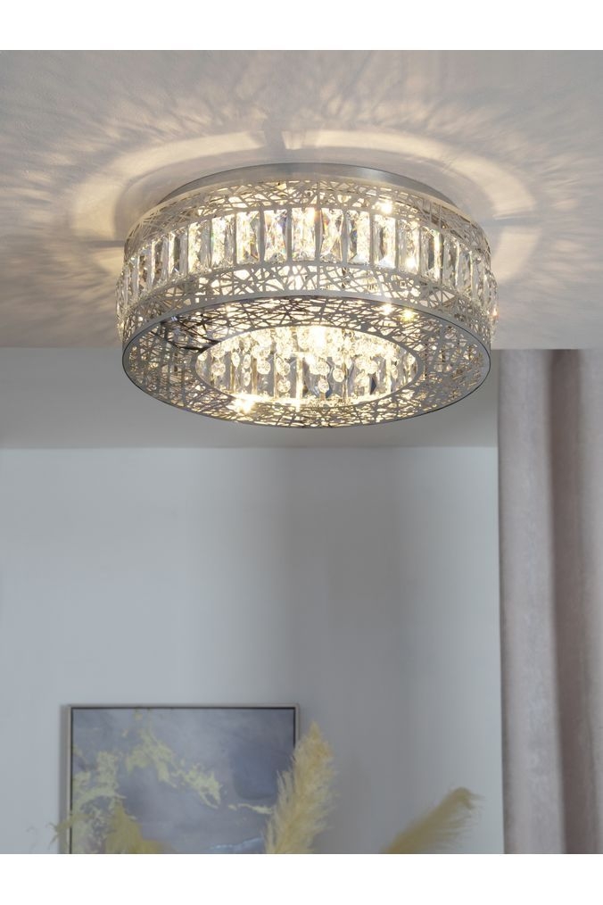 Next Chrome Piazza 4 Light Flush Ceiling Light - Chrome