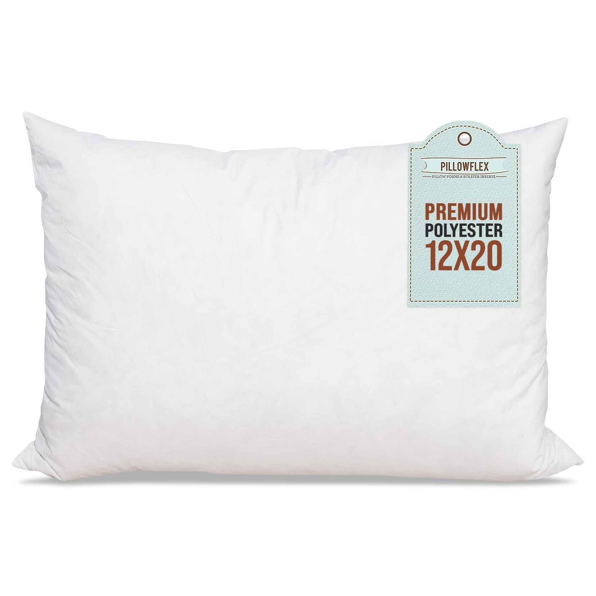 Pillowflex Premium Polyester Pillow Insert - 12"x20" Pillow Form - Machine Washable, Accent Throw Insert, Lumbar Pillow Insert for Sham - Back, Travel Pillow, Neck Pillow - 1 Decorative Pillow
