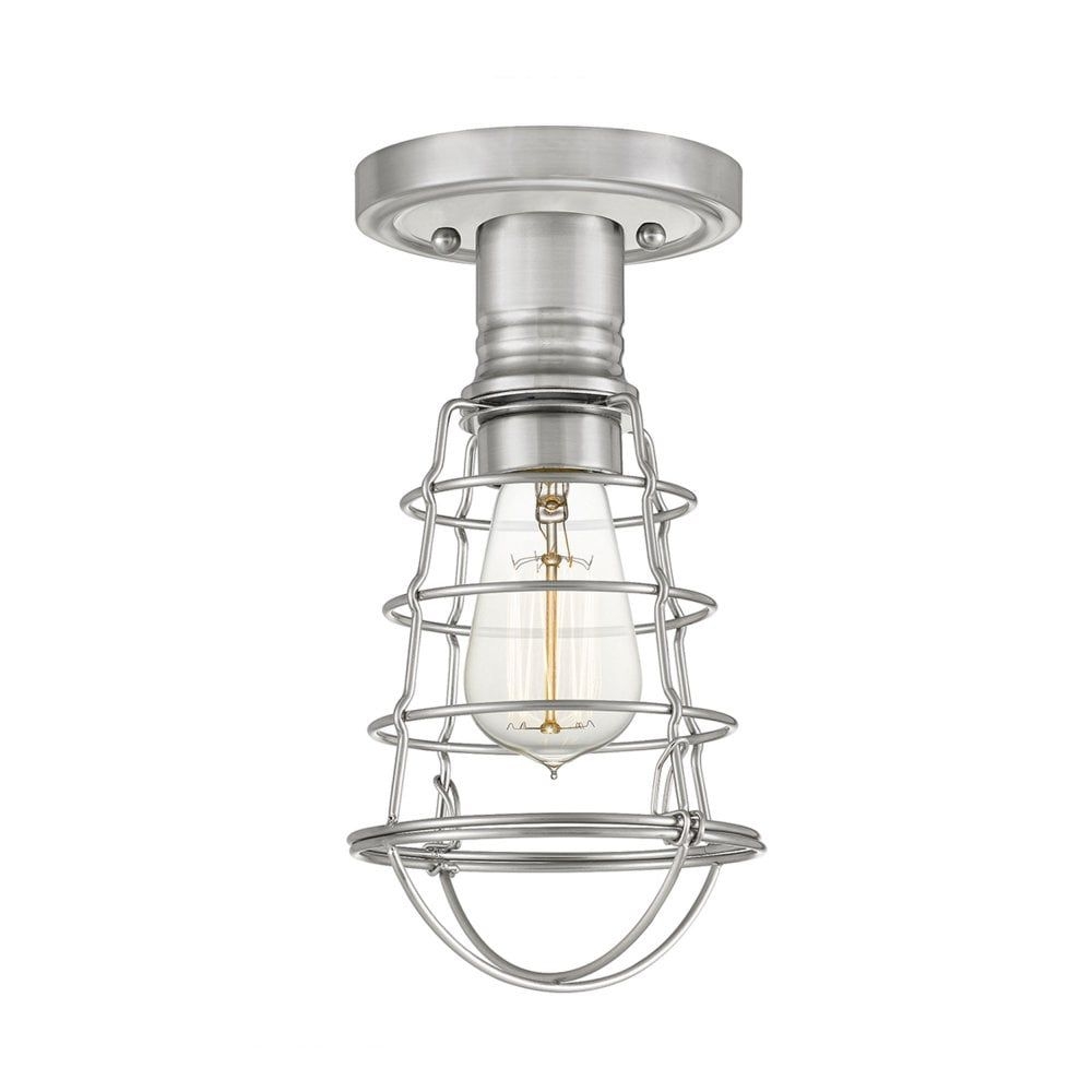 Quoizel Mixon Semi Flush Industrial Style Ceiling Light in Brushed Nic