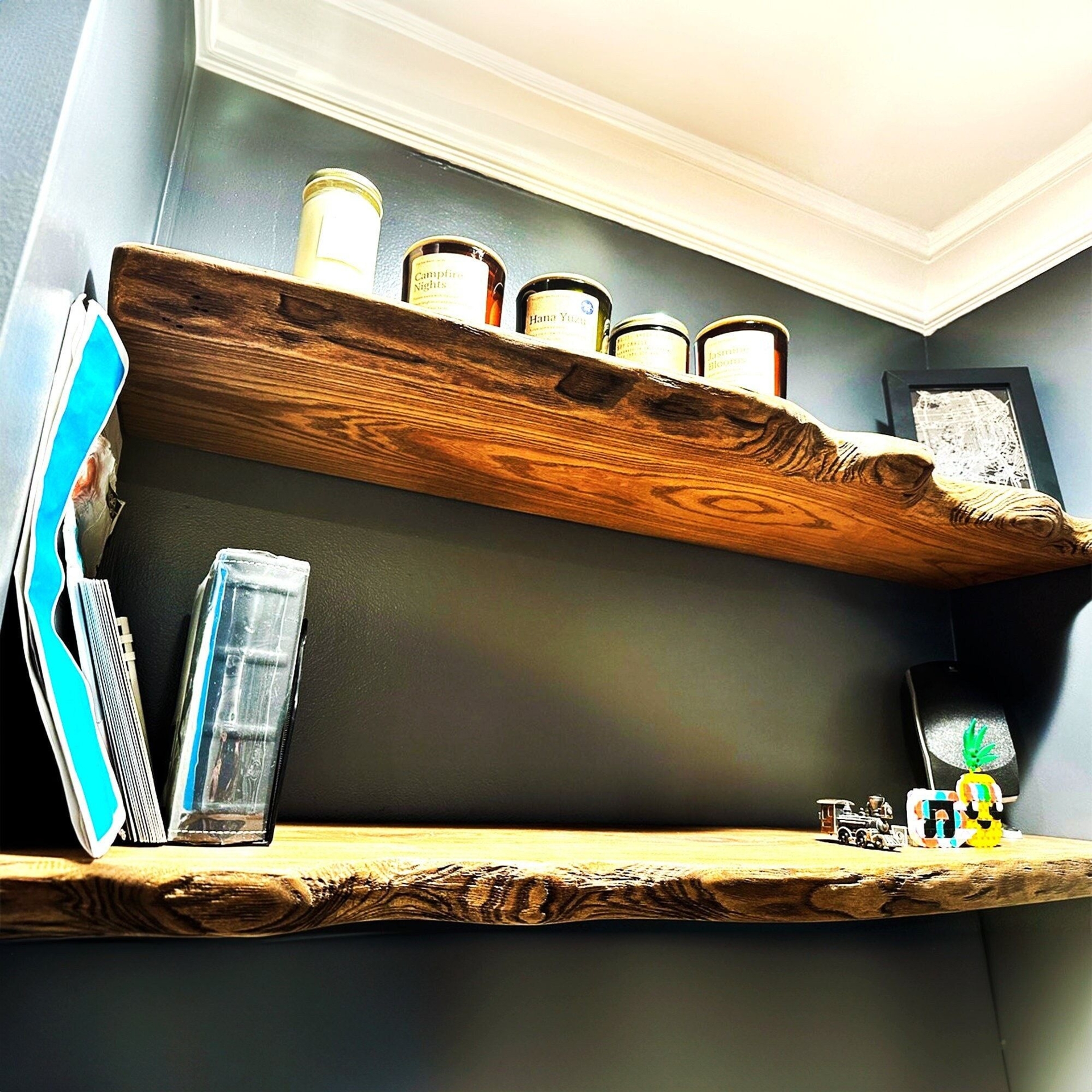Raw edge floating shelf, Farmhouse shelf decor, Natural edge wood, Rustic live edge floating shelf, Floating shelf wood, Bathroom shelves