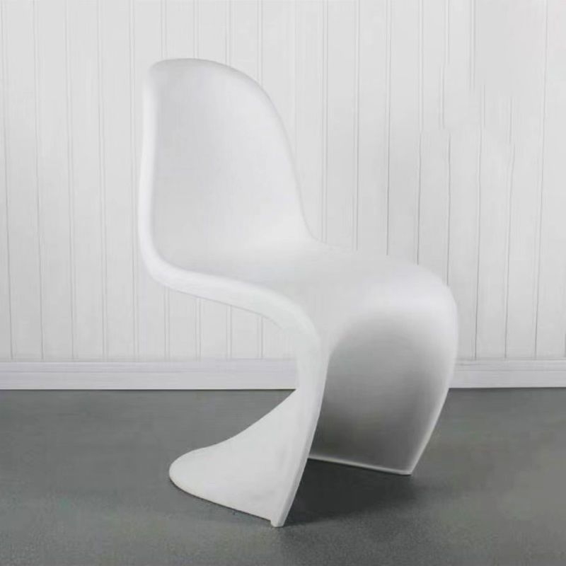 Scandinavian Style Plastic Dining Armless Chair Solid Back Chair for Home - White / Set of 2