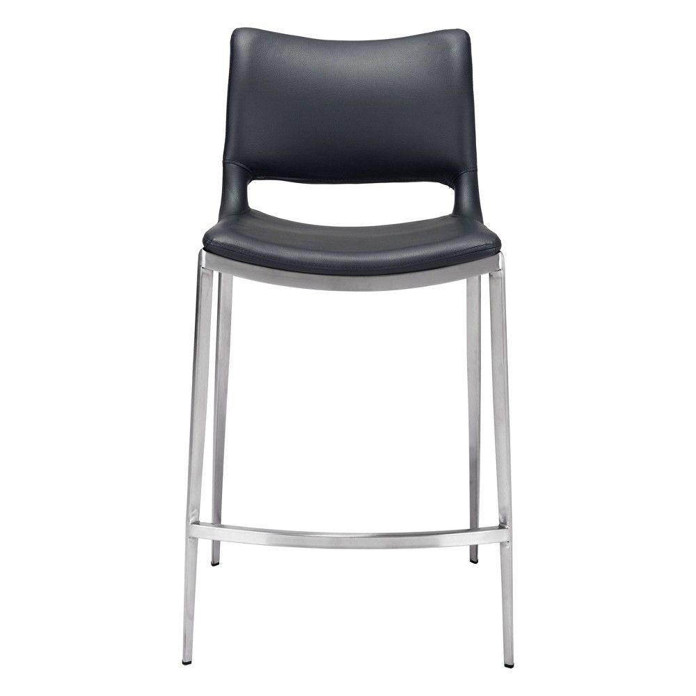 Set of 2 Geary Counter Height Barstools Black/Silver - ZM Home