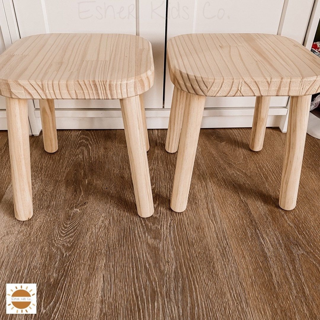Set of TWO Kids Wooden Stools | Sensory Table Stools | Kids Stools | Kids Chair | Wooden Montessori Chair | Flisat Stool
