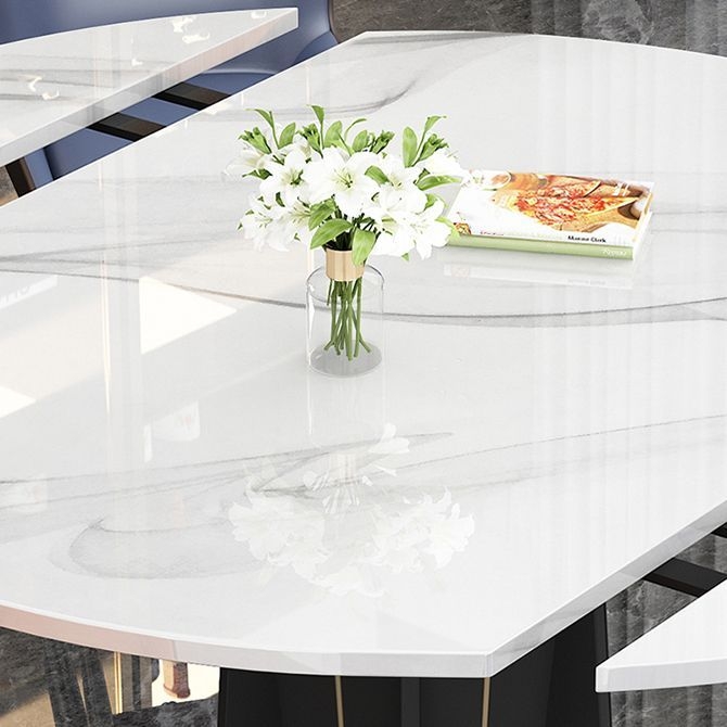 Simplicity Round Dining Room Table Sintered Stone Table with Black Pedestal Base - White / 47.2L x 29.5W x 29.5H / Without Chairs