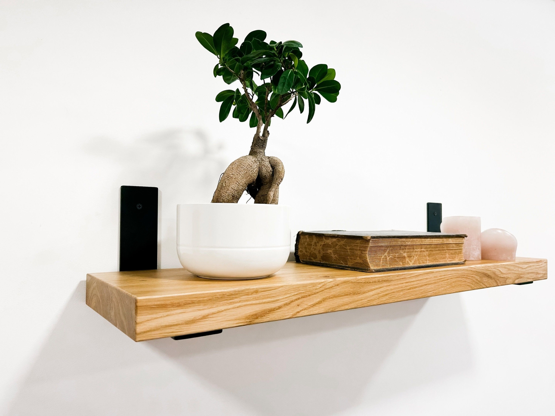 Solid Oak Wood Mounted Shelf With Brackets Heavy Duty Shelf Floating Shelves Wall For Kitchen Bathroom Living Room