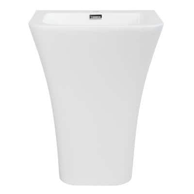 Streamline 23.6 in. Solid Surface Resin Pedestal Sink Basin in White