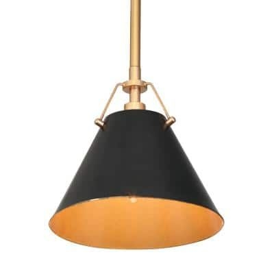 Uolfin 1-Light Black and Gold Island Pendant Light with Metal Shade