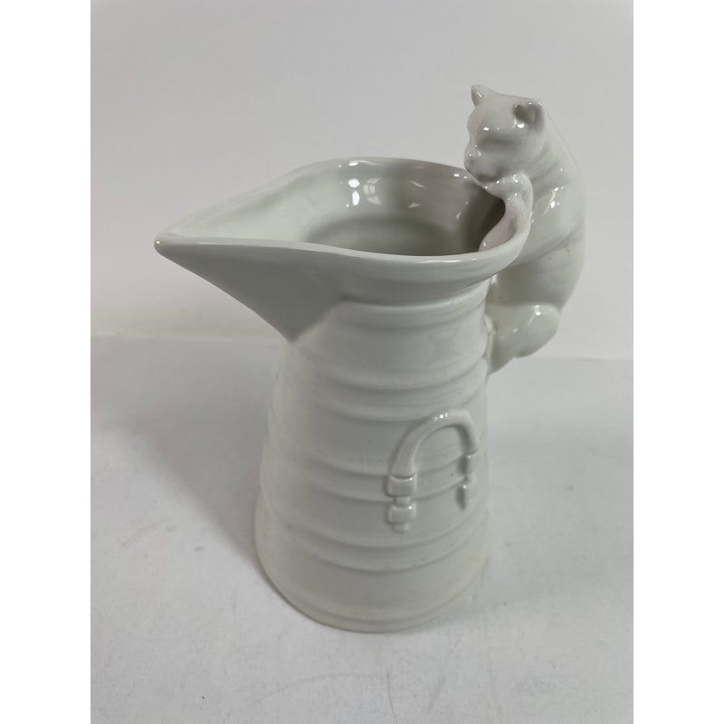Vintage White Porcelain Cat Pitcher Made in Italy