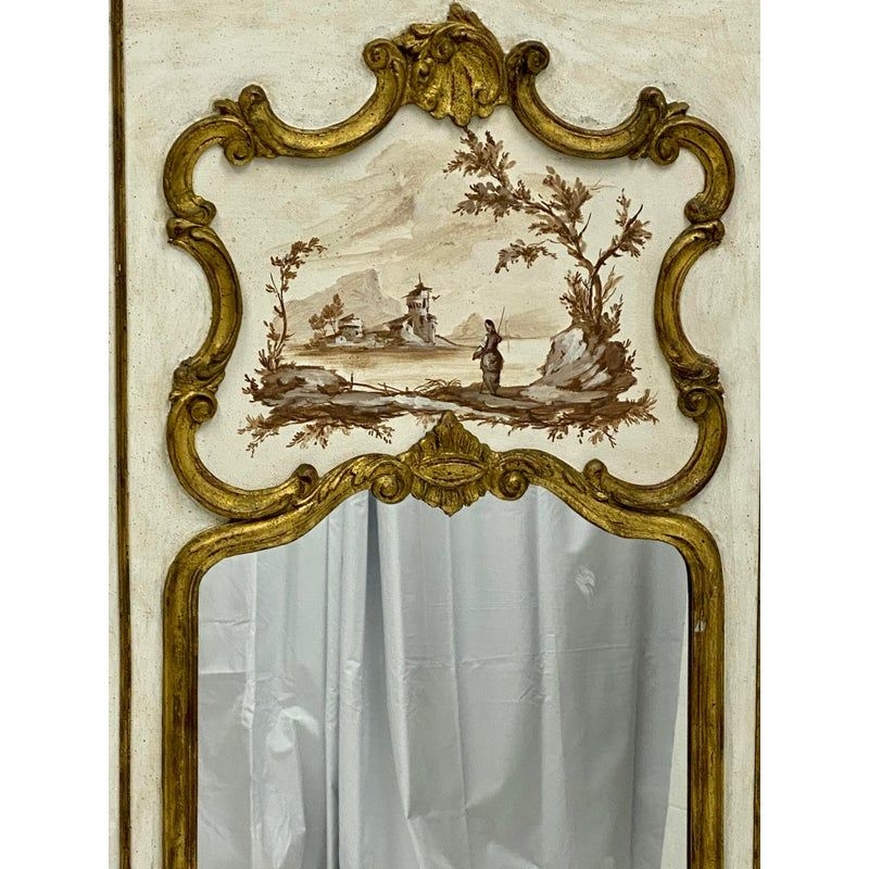1960s Italian Giltwood Trumeau Mirror by P.DeLuca