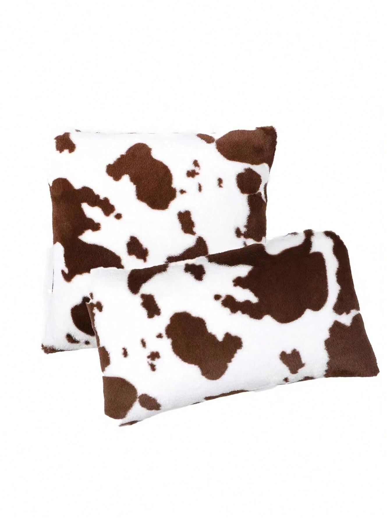 1pc Milk Pattern Plush Double-sided Sofa Decorative Pillowcase