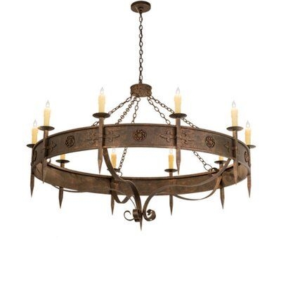2nd Ave Lighting Calandra 10-Light Candle Style Wagon Wheel Chandelier Metal | Wayfair