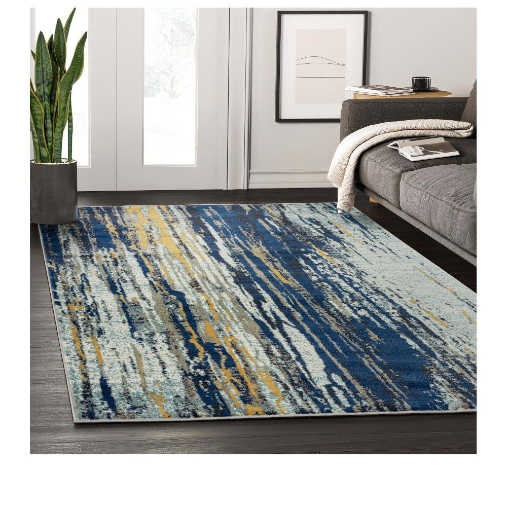 3'x5' Rectangle Loomed Accent Rug Blue - Abani Home