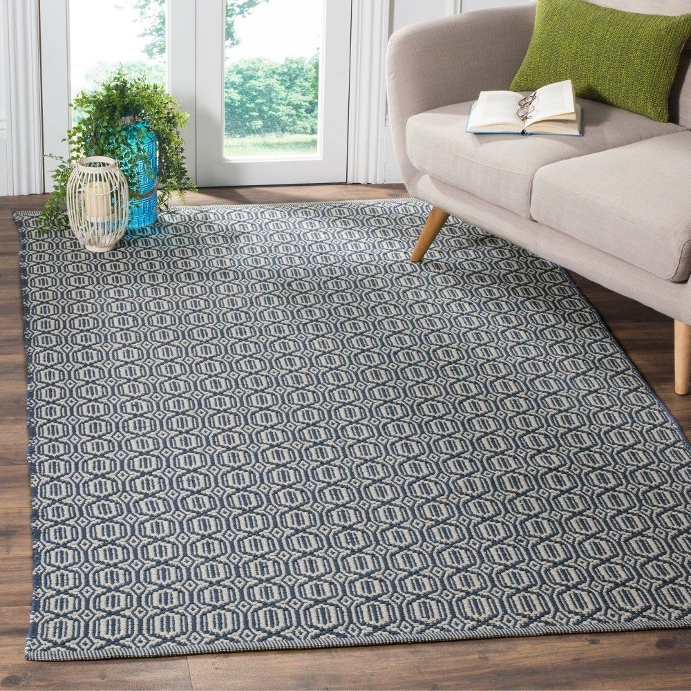 4'x6' Calistoga Woven And Flatweave Rug Ivory/Navy - Safavieh