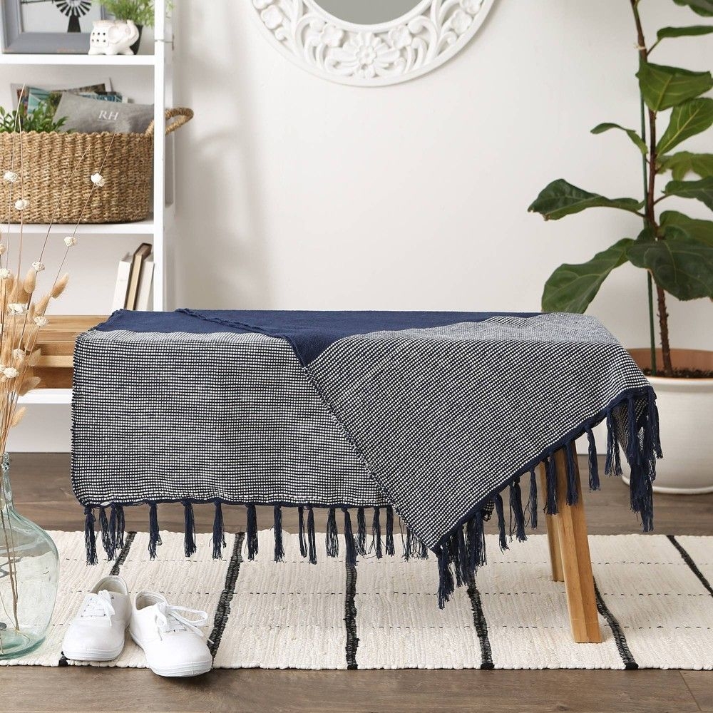 50"x60" Urban Cityscape Border Throw Blanket Navy - Design Imports