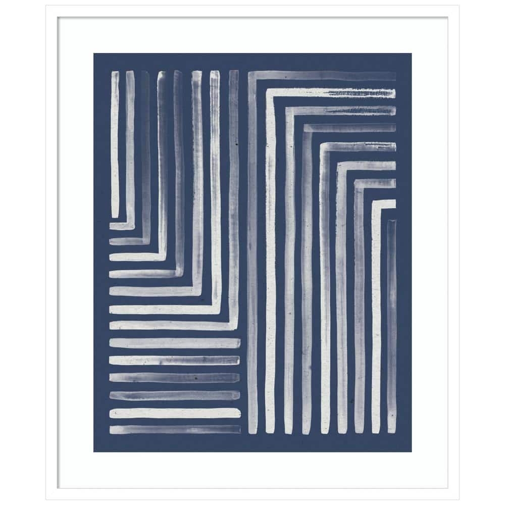 Amanti Art Blue Sunset III by Laura Marshall 1 Piece Wood Framed Giclee Abstract Art Print 33 in. x 28 in., Svelte White