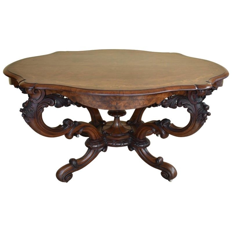 Antique Victorian Inlaid Centre Table in Burr Walnut