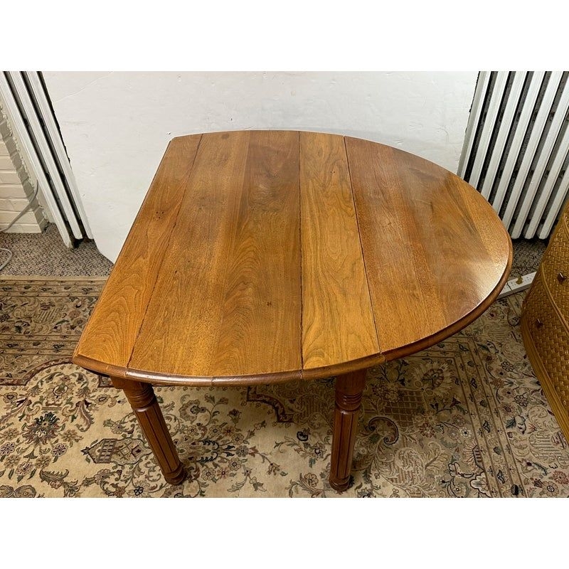 Antique Walnut Oval Drop Leaf Dining Table