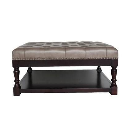 Bernadette 42 in. L Dark Grey and Dark brown 18.5 in. H Square Leather Coffee Table