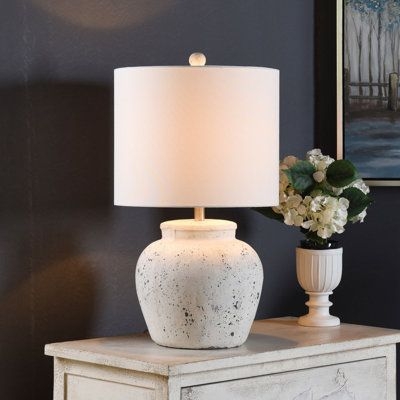 Birch Lane Sarnia Table Lamp Linen in White, Size 26.5 H x 15.5 W x 15.5 D in | Wayfair
