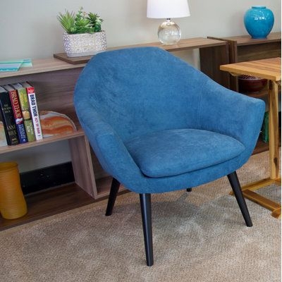 Corrigan Studio Gipson 28.5" Wide Chenille Armchair Chenille/Fabric in Blue, Size 29.7 H x 28.5 W x 25.0 D in | Wayfair