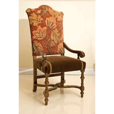 David Michael Arm Chair in / Rust Wood / Upholstered / Fabric in Brown | 54 H x 22 W x 22 D in | Wayfair