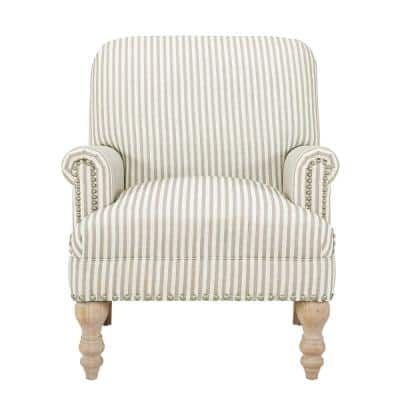 Dorel Living Joy Beige Upholstered Accent Chair, Beige Striped