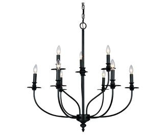 ELK Hartford Candle 2 Tier Chandelier Lighting, 9 Light, 540 Watts, Oil Rubbed Bronze
