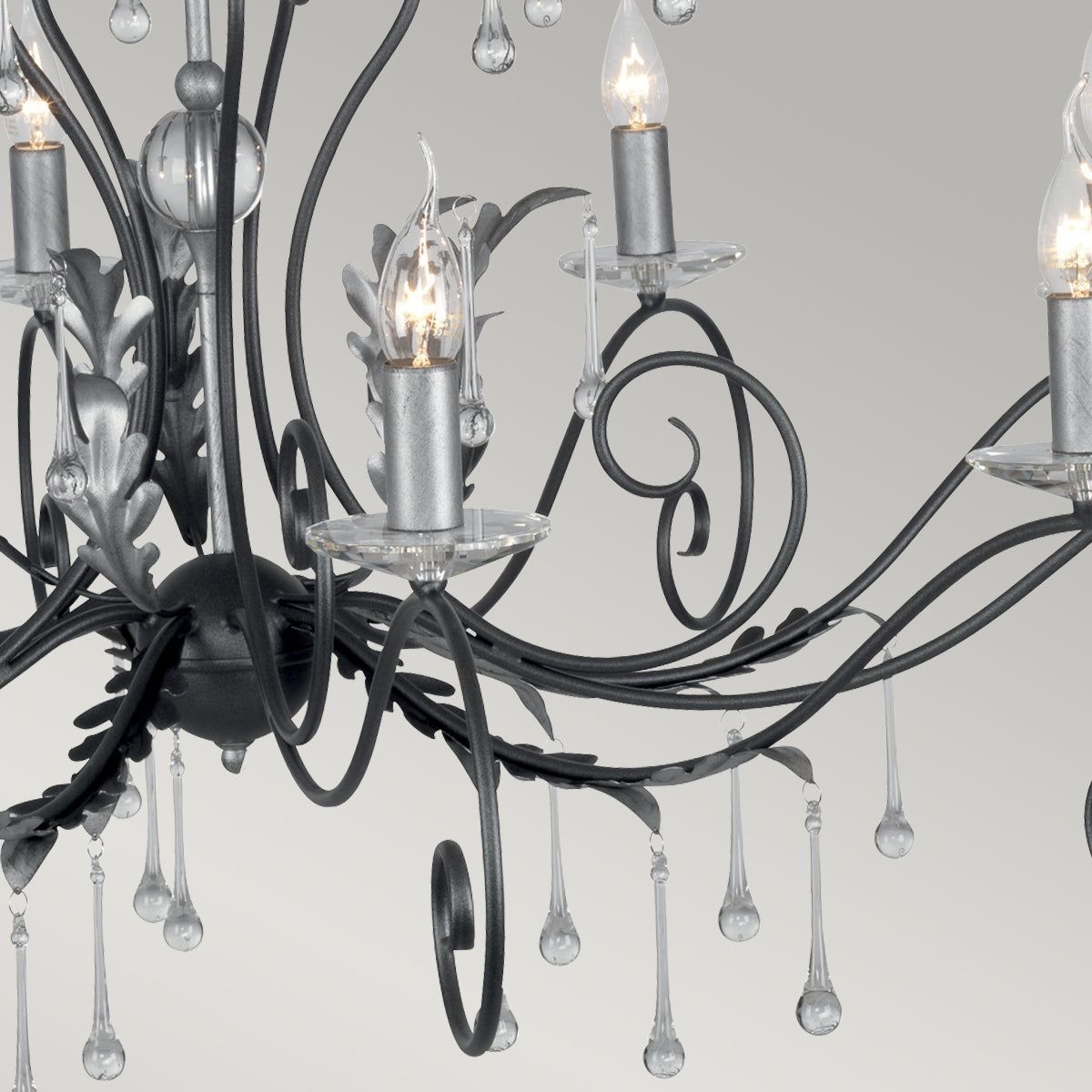 Elstead Amarilli 15-Light 2 Tier Candle Chandelier Black Silver