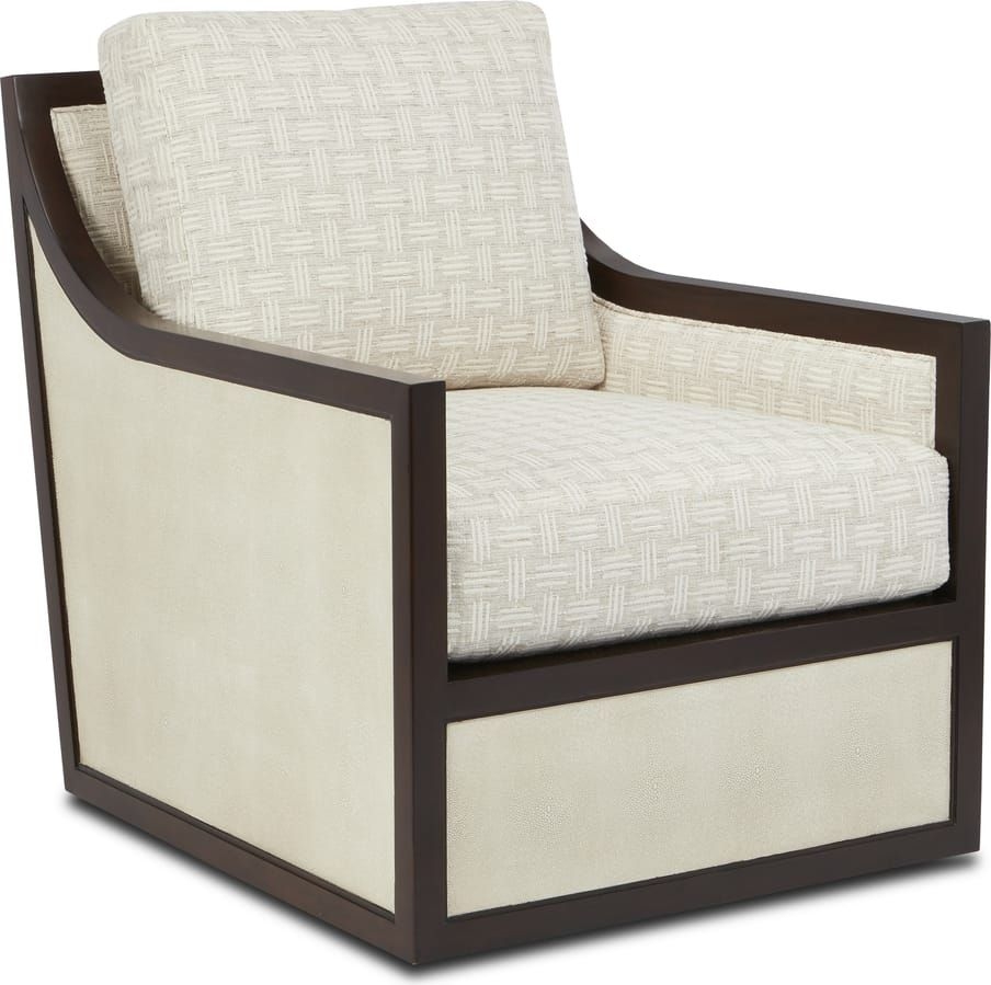 Evie Swivel Chair - Ivory, Dark Walnut