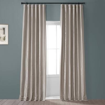 Exclusive Fabrics & Furnishings Signature Virtual Beige Faux Silk Taffeta Hotel Blackout Curtain - 50 in. W x 84 in. L (1 Panel)
