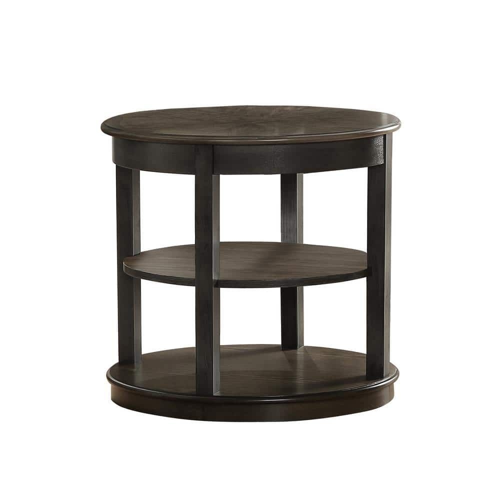 Furniture of America Mengala 26 in. Gray Oval Wood Top End Table