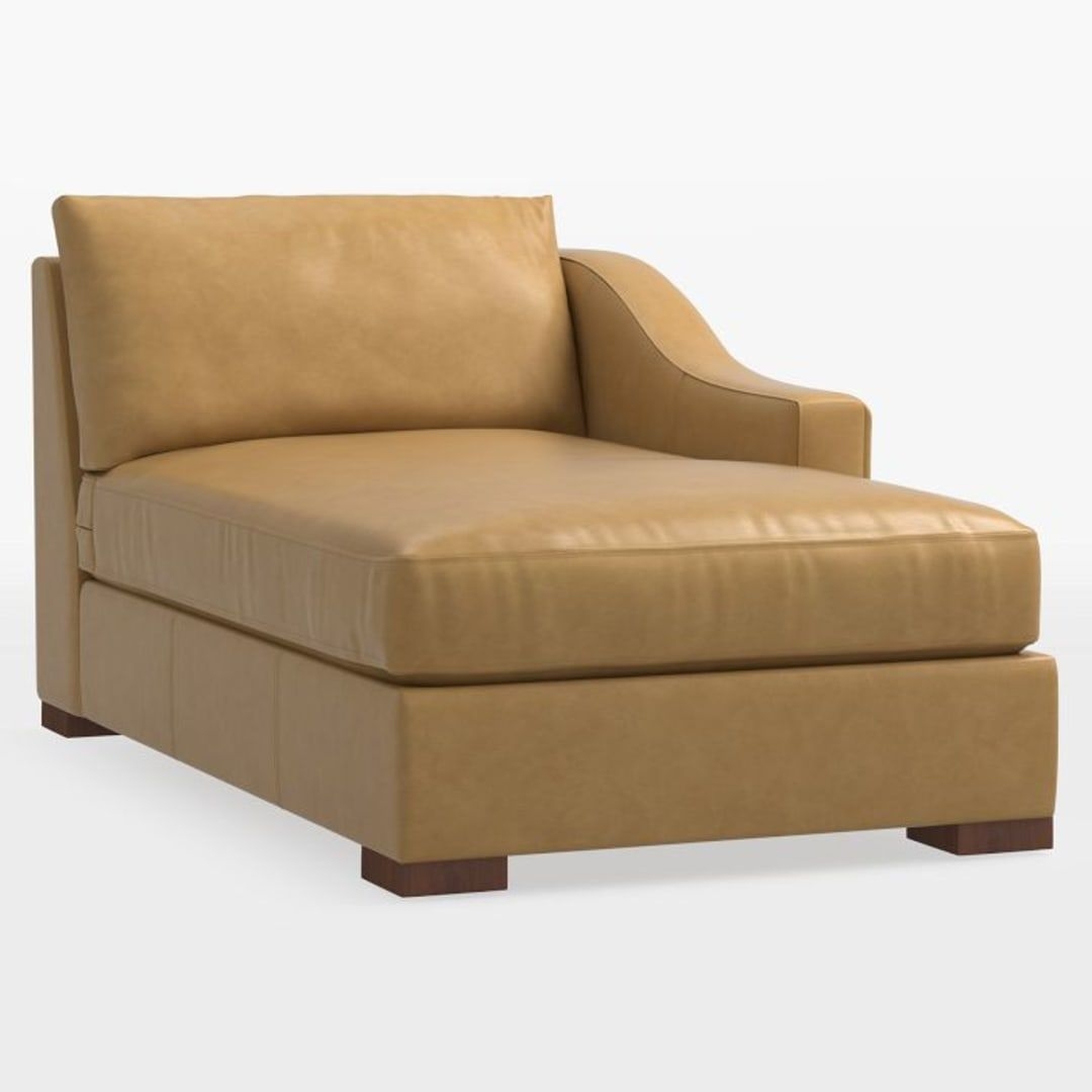 Guilford Leather Chaise Sectional Component, Right Chaise, 25" Classic Seat Depth, Echo Fawn Leather