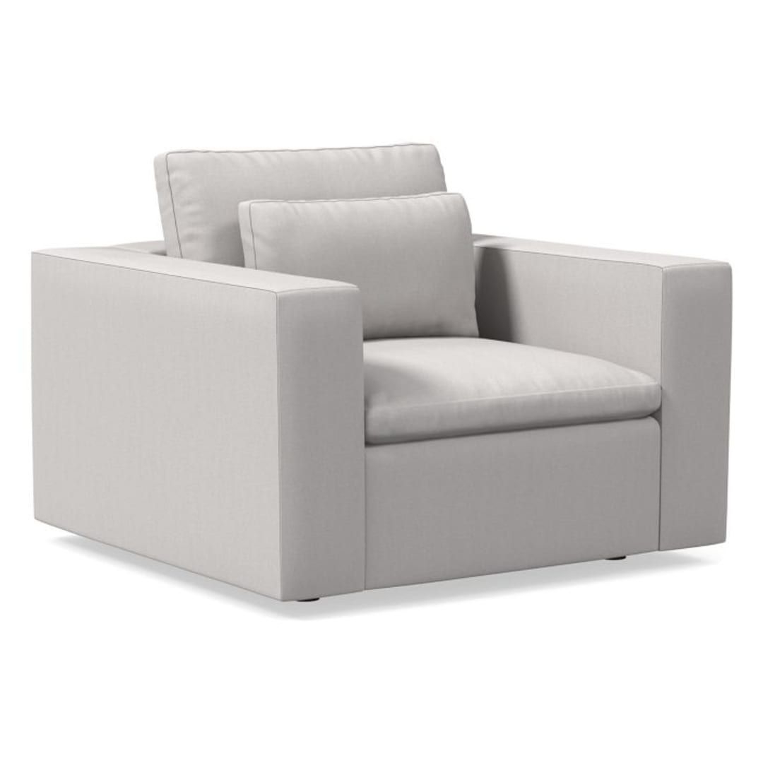 Harmony Modular Chair, Down, Performance Washed Canvas, Frost Gray