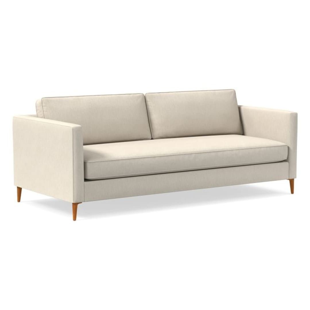 Harris Loft 86" Sofa, Performance Coastal Linen, Alabaster, Pecan