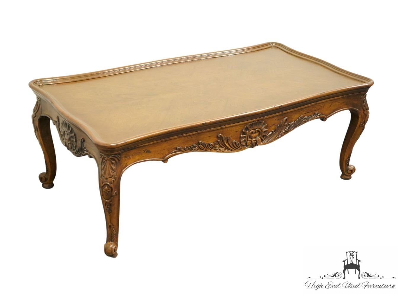 "HENREDON FURNITURE Louis XVI French Provincial Style 46\" Carved Accent Coffee Table 3206-40"