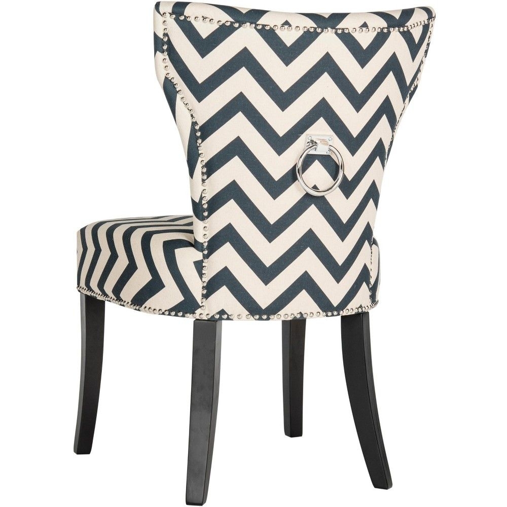 Jappic 20''H Ring Side Chair Silver Nail Heads (Set of 2) - Navy/White - Safavieh