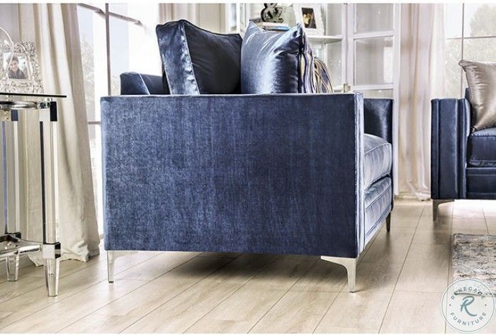 Jodie Satin Blue Loveseat