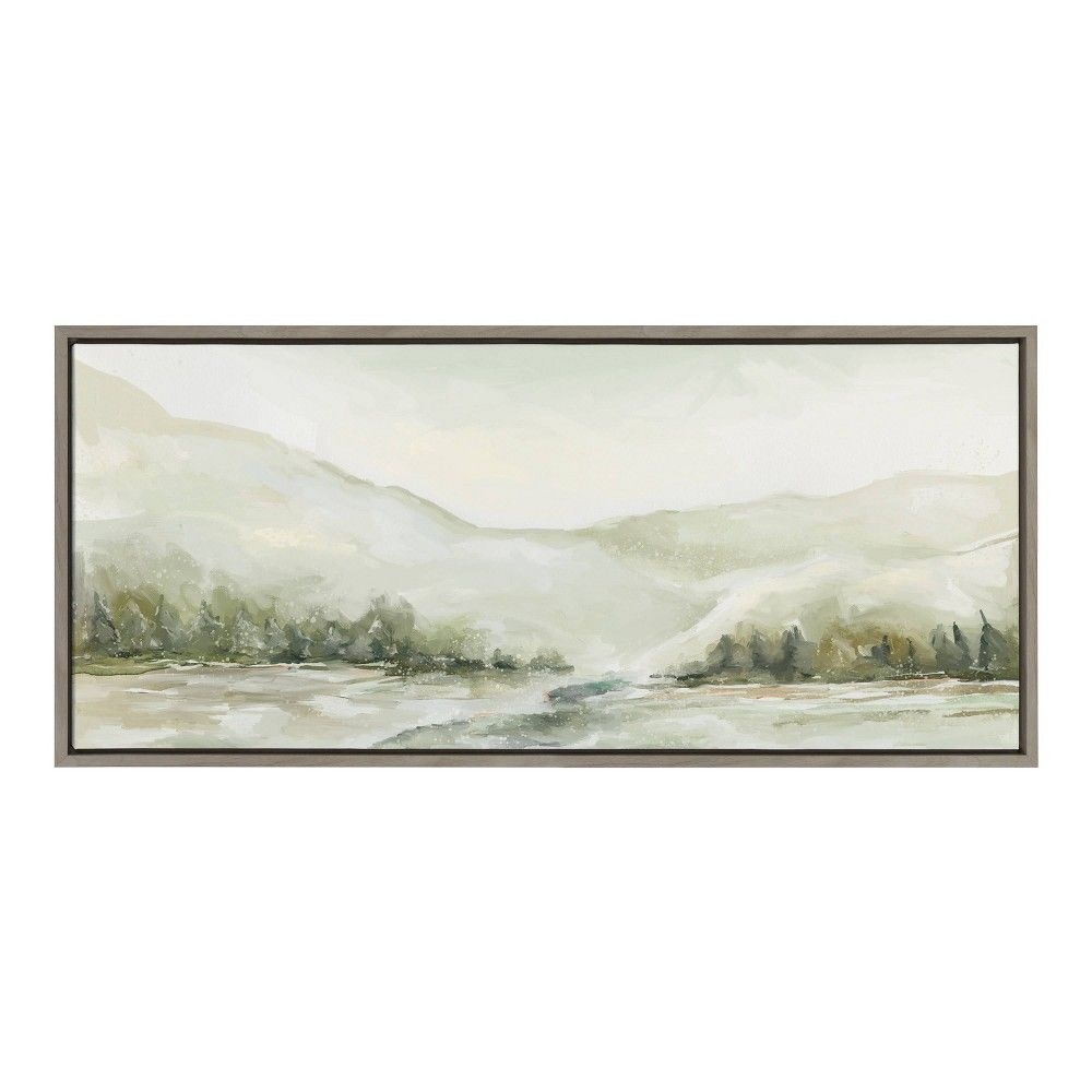Kate & Laurel All Things Decor 18"x40" Sylvie Winter Landscape 6 Framed Canvas Wall Art by Annie Quigley Gray