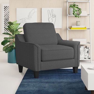 Latitude Run Montevideo 91.44Cm Wide Armchair Polyester/Fabric in Gray, Size 35.0 H x 36.0 W x 33.5 D in | Wayfair