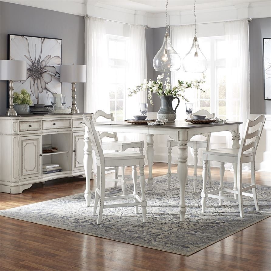Liberty Magnolia Manor White 5pc Gathering Counter Height Set