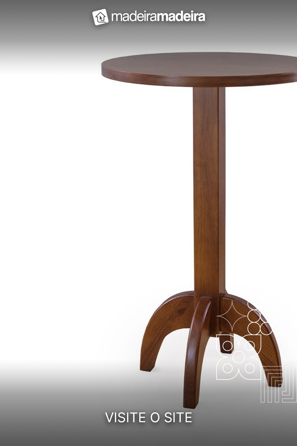 Mesa Bistr Alto Holanda Redondo 65 Cm MDF e Base Madeira - Rio Madeira