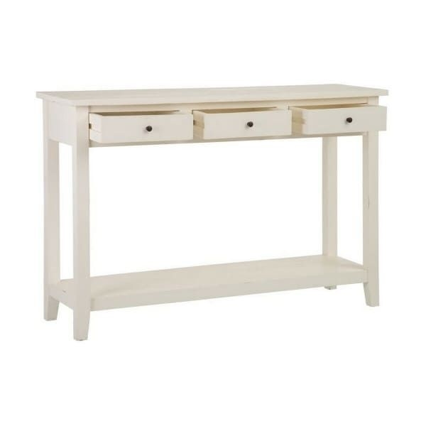 Meuble d'Entre Traditionnel en Bois de Mindi Blanc (136 x 40 x 90 cm)