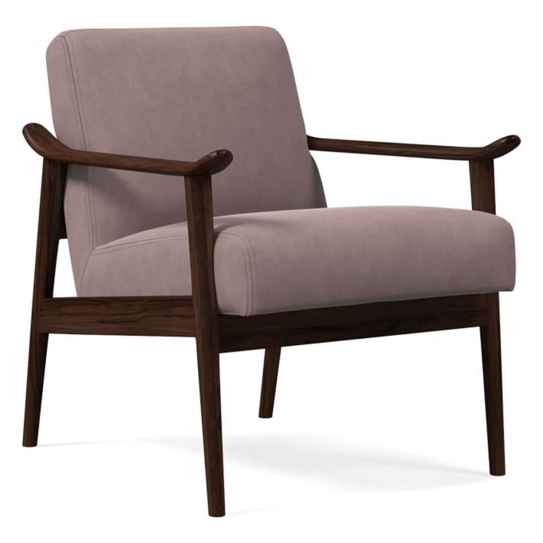 Midcentury Show Wood Chair, Poly, Mauve, Deluxe Velvet, Espresso