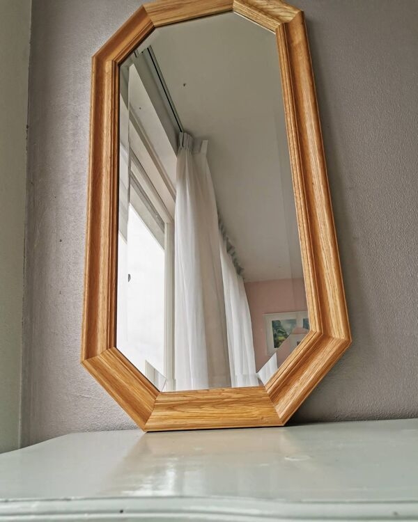 Miroir en bois chne clair des annes 1980