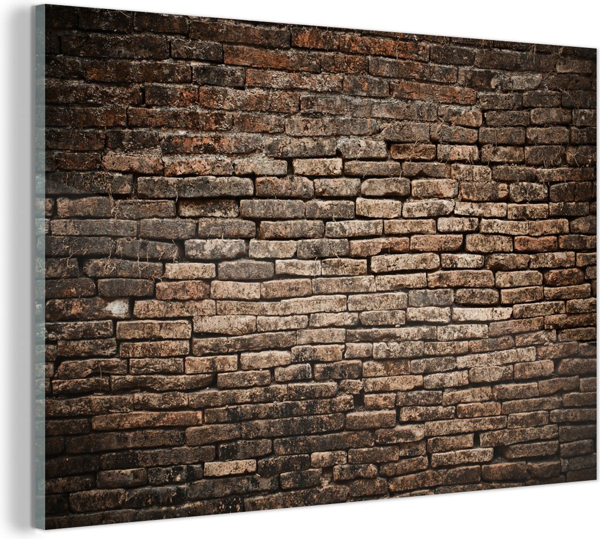 MuchoWow Glasschilderij - Muur - Antiek - Baksteen - 90x60 cm - Acrylglas Schilderijen...