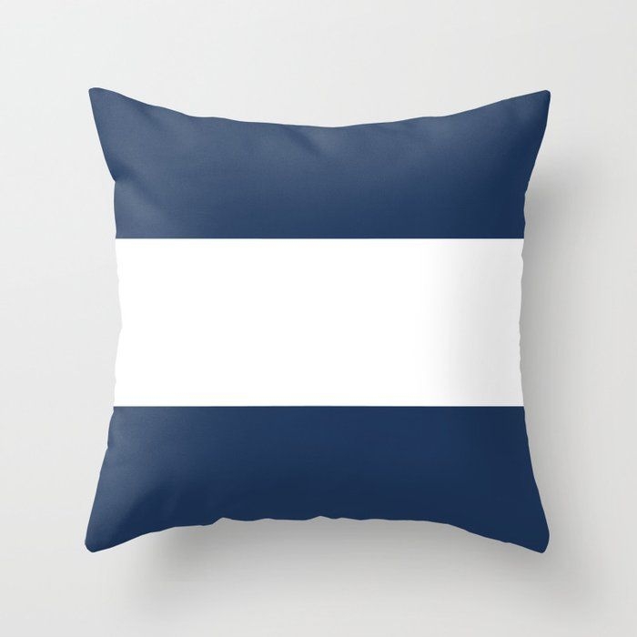 Navy Blue And White Stripes Throw Pillow - Cover (16" x 16") With Pillow Insert - Indoor Pillow