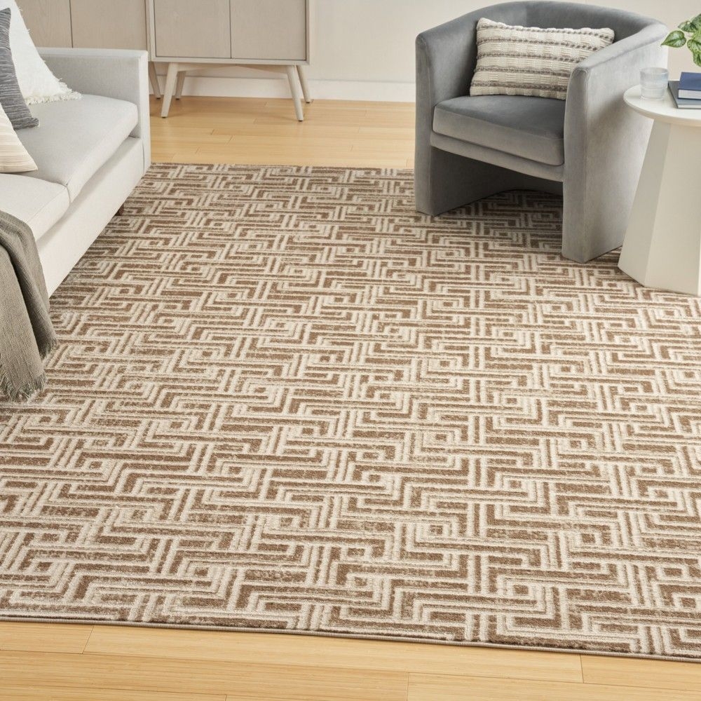 Nourison Serenity Home Modern Indoor Area Rug Mocha Ivory 5'3" x 7'3"